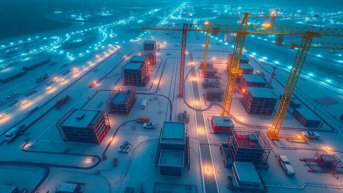 3D point cloud of construction site overlaid with BIM model