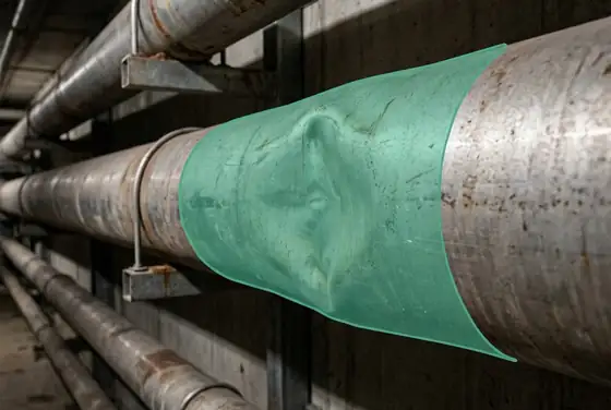 AI segmentation mask on a pipe dent