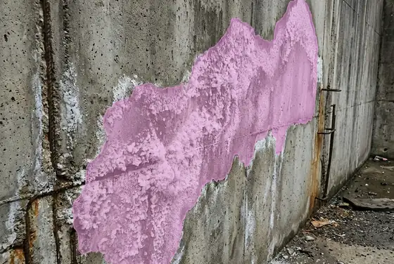 AI segmentation mask on efflorescence