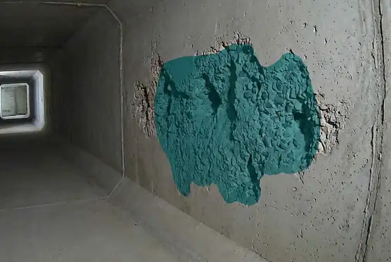 AI segmentation mask on concrete honeycombing