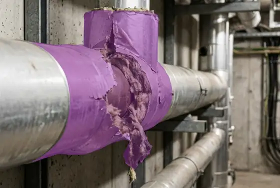 AI segmentation mask on damaged pipe insulation