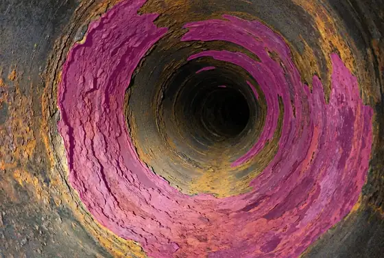 AI segmentation mask on internal pipe corrosion