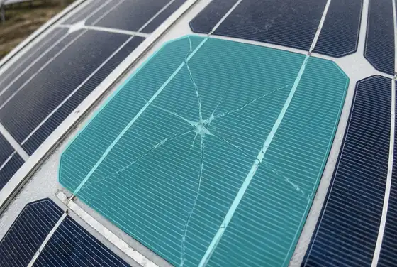 AI segmentation mask on a cracked PV cell