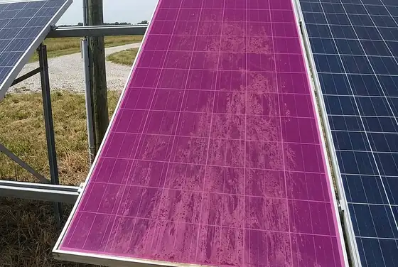 AI segmentation mask on solar panel soiling