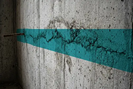 AI segmentation mask on a concrete cold joint