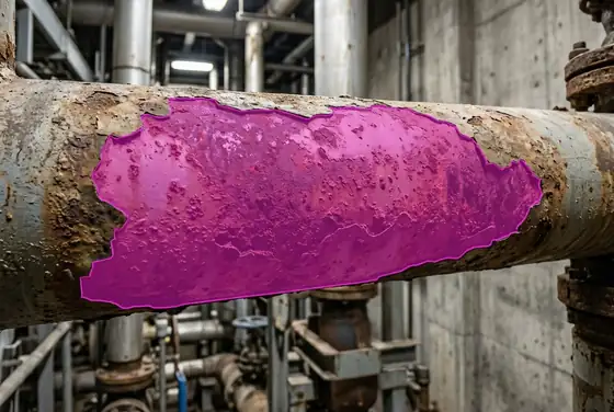 AI segmentation mask on surface corrosion