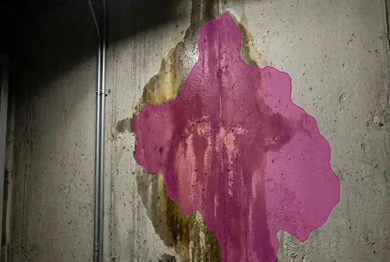 AI segmentation mask on a damp water stain