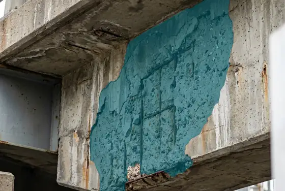 AI segmentation mask on concrete spalling