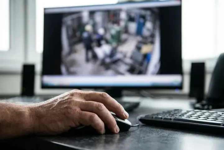 An operator confirming an alert with a video clip on screen