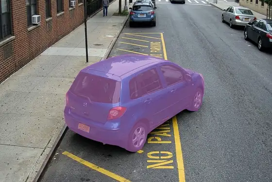 AI segmentation on an illegally parked vehicle