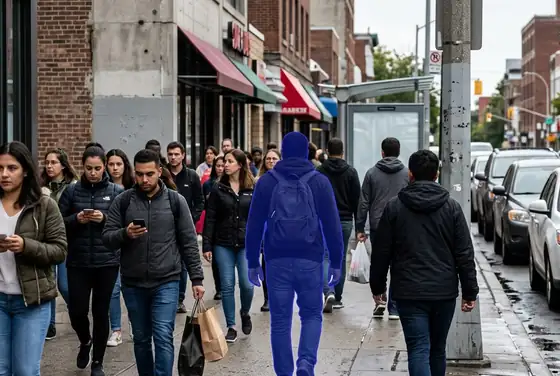 AI segmentation on a flagged individual in a crowd